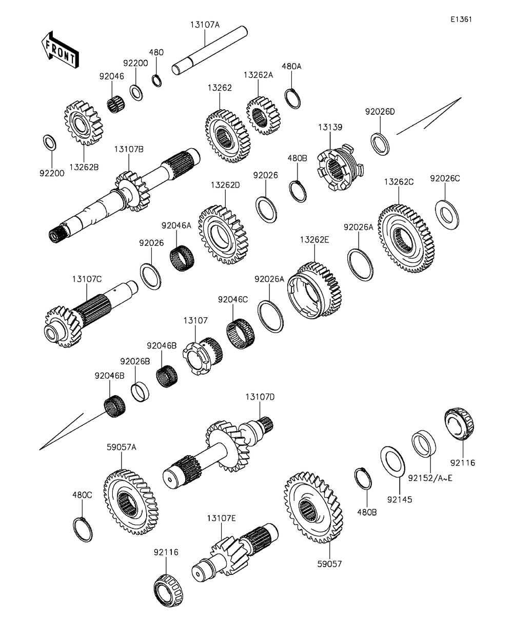 Transmission Diagram and Parts List for KAF820BGF 2016 Kawasaki Lawn Tractor Accessories