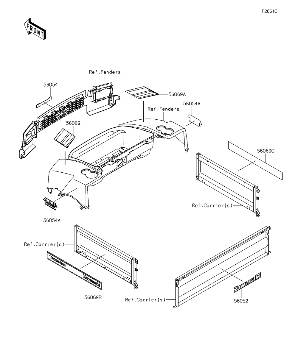 Decals(Rffa) Diagram and Parts List for KAF620RFFA 2015 Kawasaki Lawn Tractor Accessories