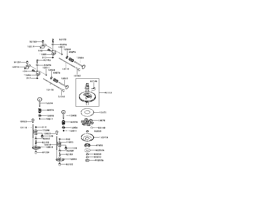 Valve/camshaft Diagram and Parts List for FR691V-AS07  Kawasaki Engine