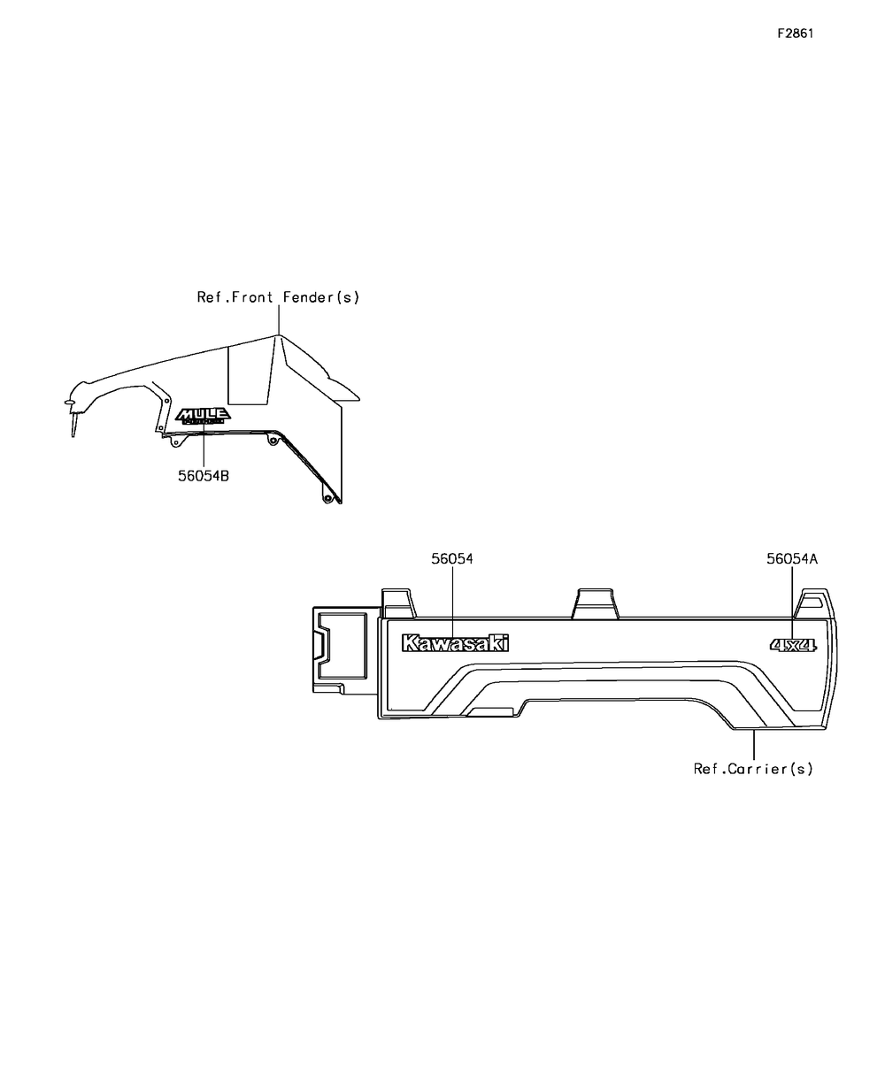 Decals Diagram and Parts List for KAF820EHF 2017 Kawasaki Lawn Tractor Accessories