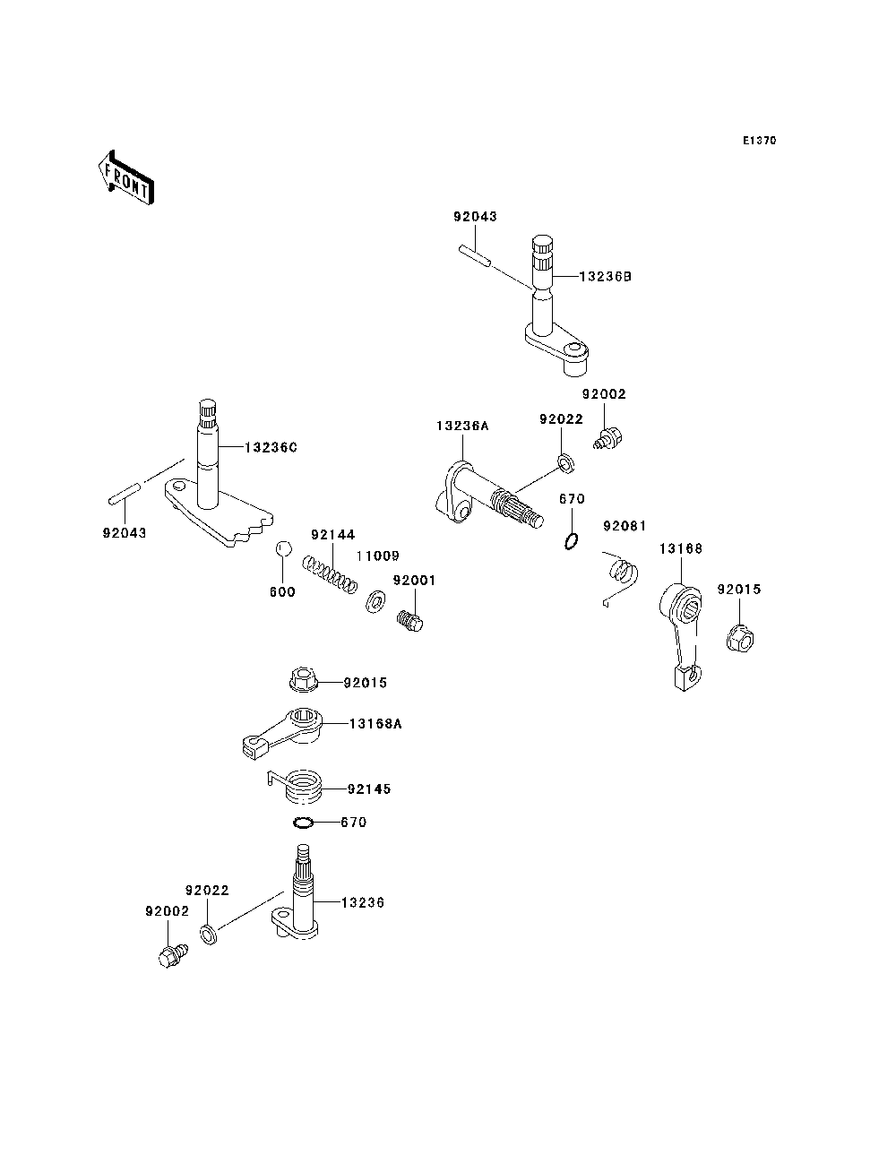 Gear Change Mechanism Diagram and Parts List for KAF620E7F 2007 & Prior Kawasaki Lawn Tractor Accessories