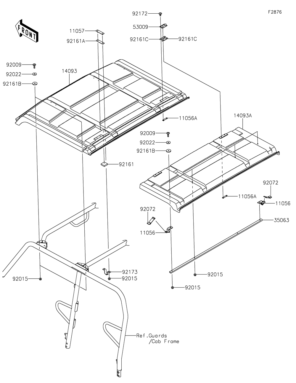 Sun Top Diagram and Parts List for KAF820CMFNL 2021 Kawasaki Lawn Tractor Accessories