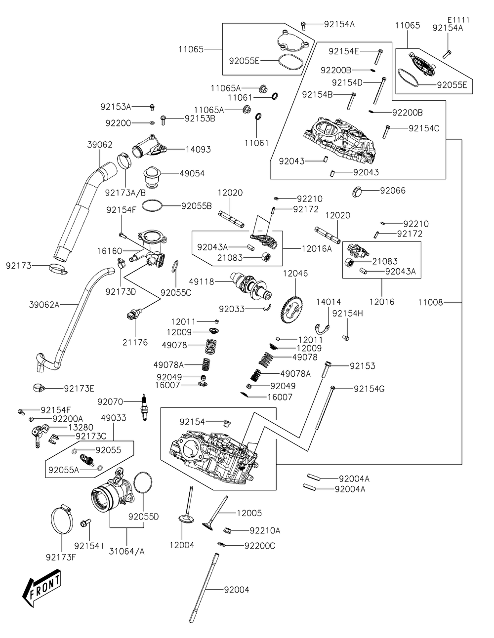 Cylinder Head Diagram and Parts List for KAF700BKF 2019 Kawasaki Lawn Tractor Accessories