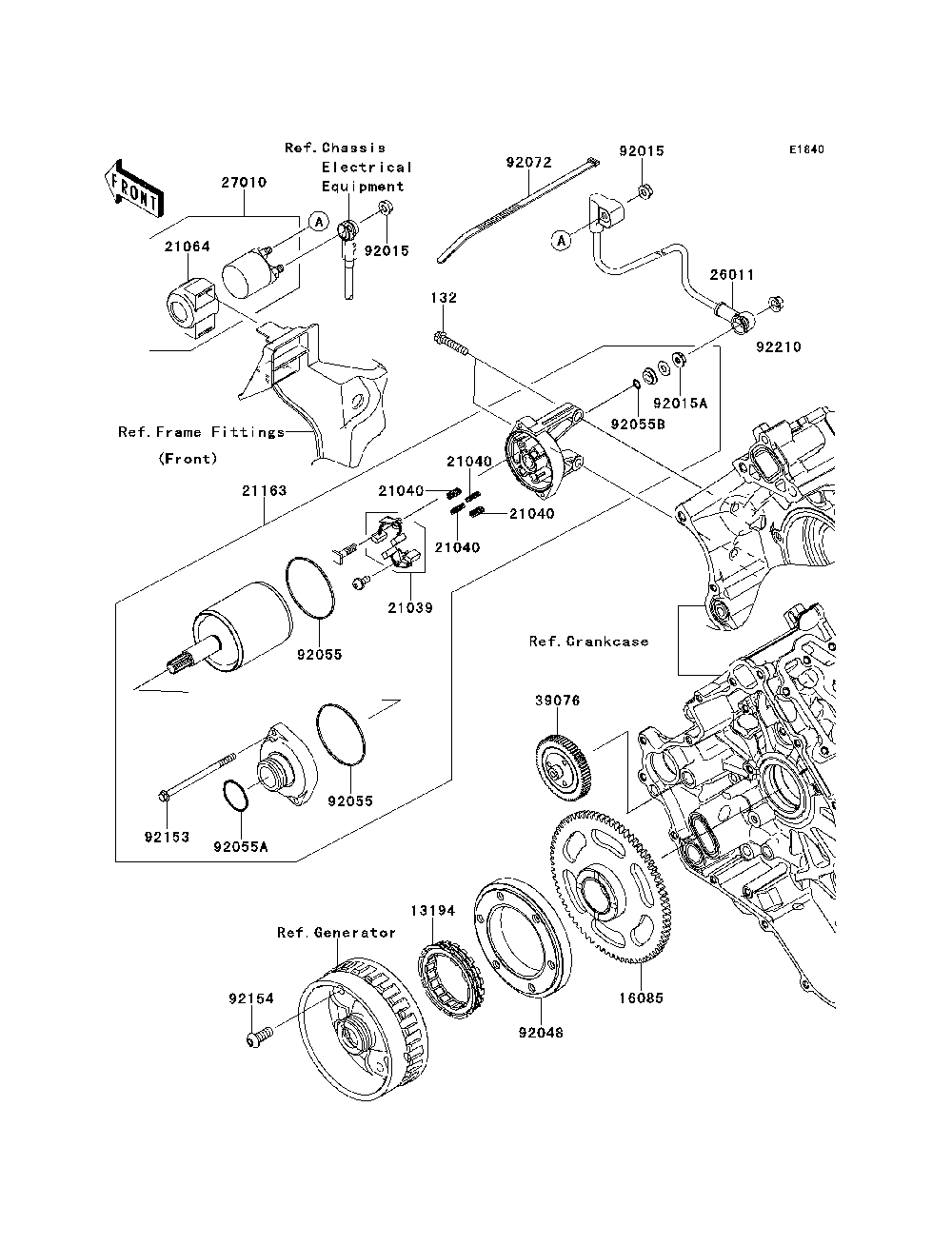 Starter Motor Diagram and Parts List for KRT800BEF 2014 Kawasaki Lawn Tractor Accessories