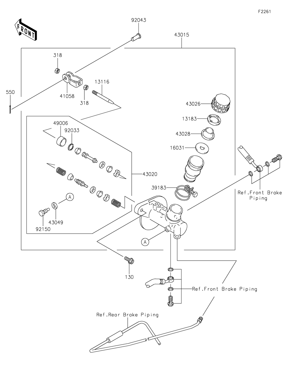 Master Cylinder Diagram and Parts List for KAF400JNFNN 2022 Kawasaki Lawn Tractor Accessories
