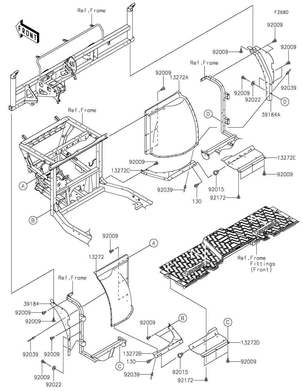 Guard Diagram and Parts List for KAF1000EMFNN 2021 Kawasaki Lawn Tractor Accessories
