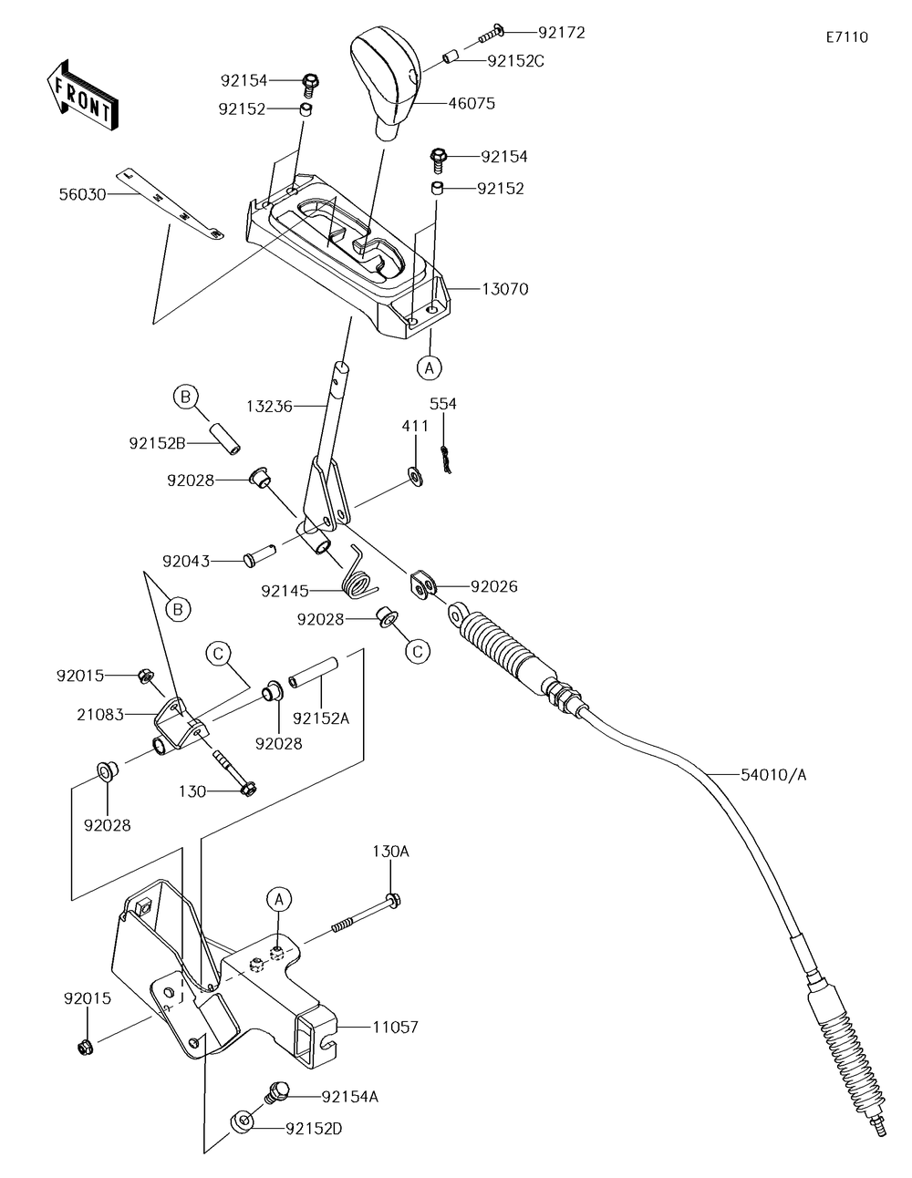 Control Diagram and Parts List for KRF800GJF 2018 Kawasaki Lawn Tractor Accessories