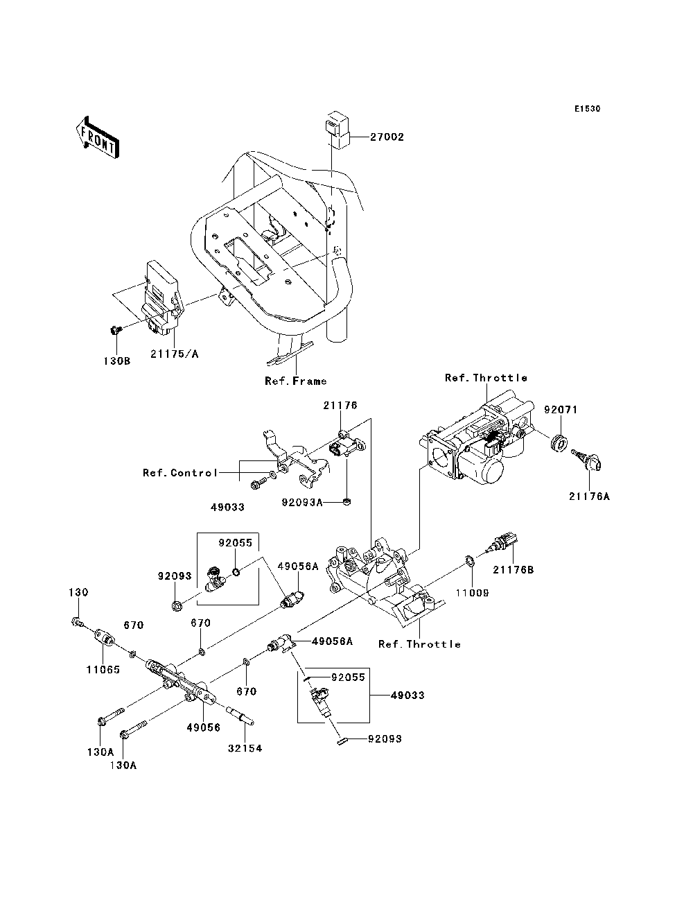Fuel Injection Diagram and Parts List for KAF620MDF 2013 Kawasaki Lawn Tractor Accessories