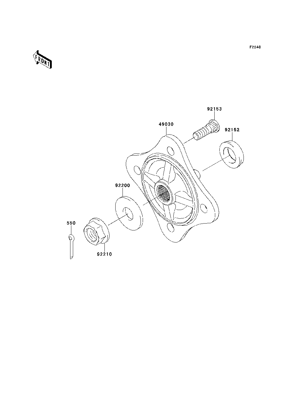 Rear Hubs/Brakes Diagram and Parts List for KRF750SCSA 2012 Kawasaki Lawn Tractor Accessories