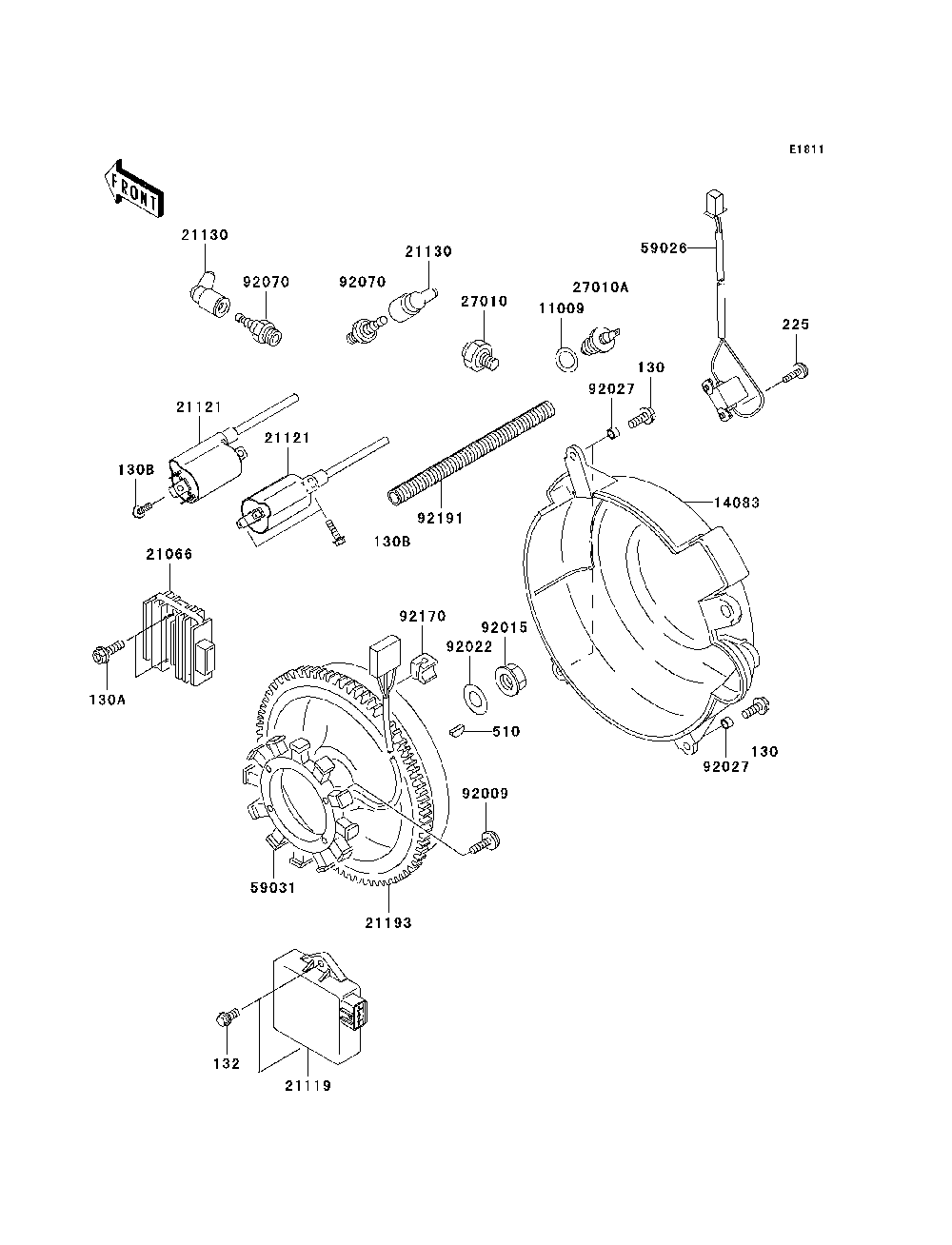 Generator/Ignition Coil Diagram and Parts List for KAF620H7F 2007 & Prior Kawasaki Lawn Tractor Accessories