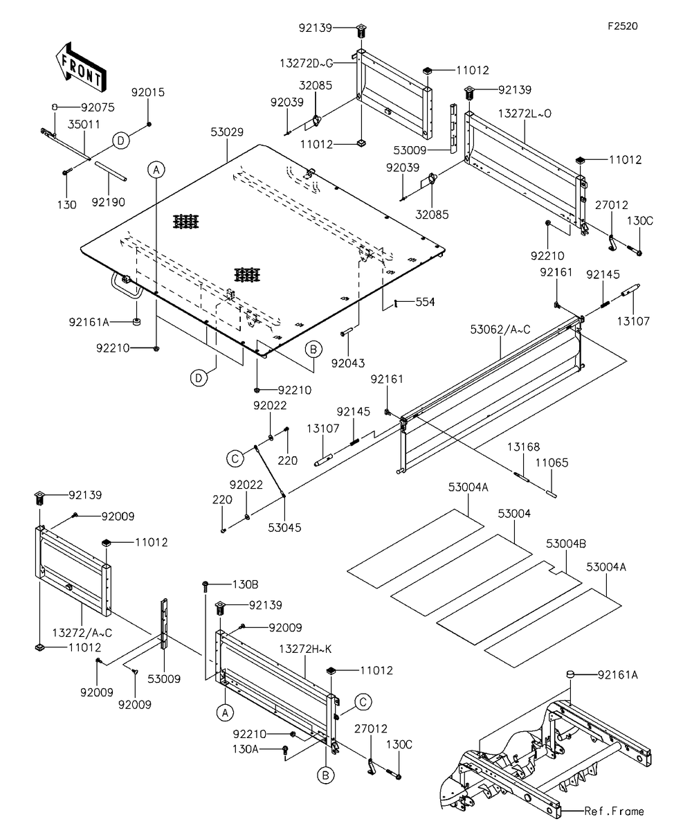 Carrier Diagram and Parts List for KAF620RFF 2015 Kawasaki Lawn Tractor Accessories