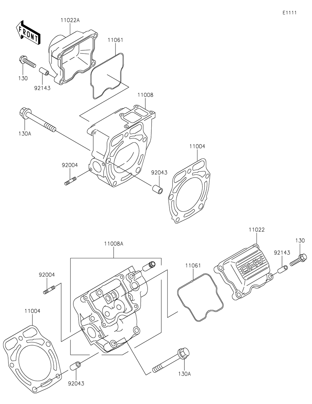 Cylinder Head Diagram and Parts List for KAF620RMFNN 2021 Kawasaki Lawn Tractor Accessories