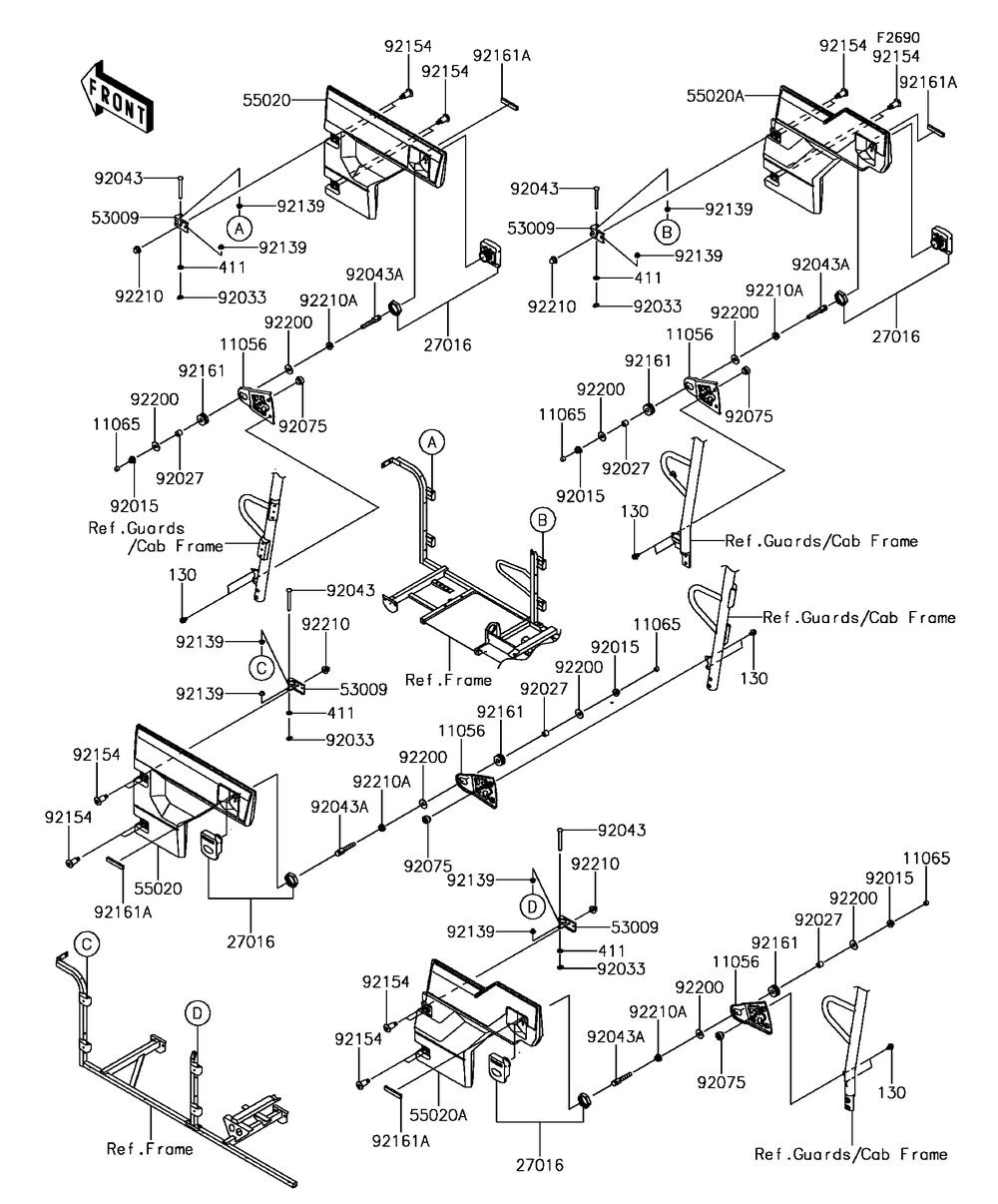 Door Diagram and Parts List for KAF820DHF 2017 Kawasaki Lawn Tractor Accessories