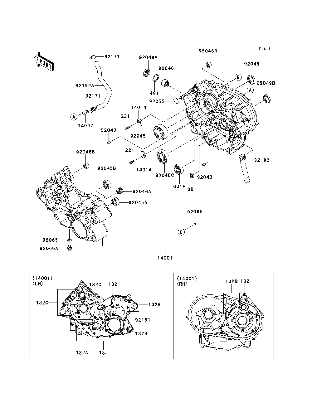 Crankcase Diagram and Parts List for KRF750SCSA 2012 Kawasaki Lawn Tractor Accessories