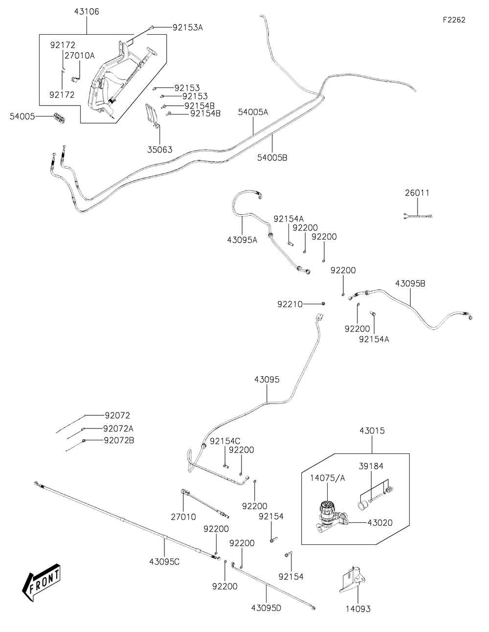 Brake Piping Diagram and Parts List for KAF700BKF 2019 Kawasaki Lawn Tractor Accessories