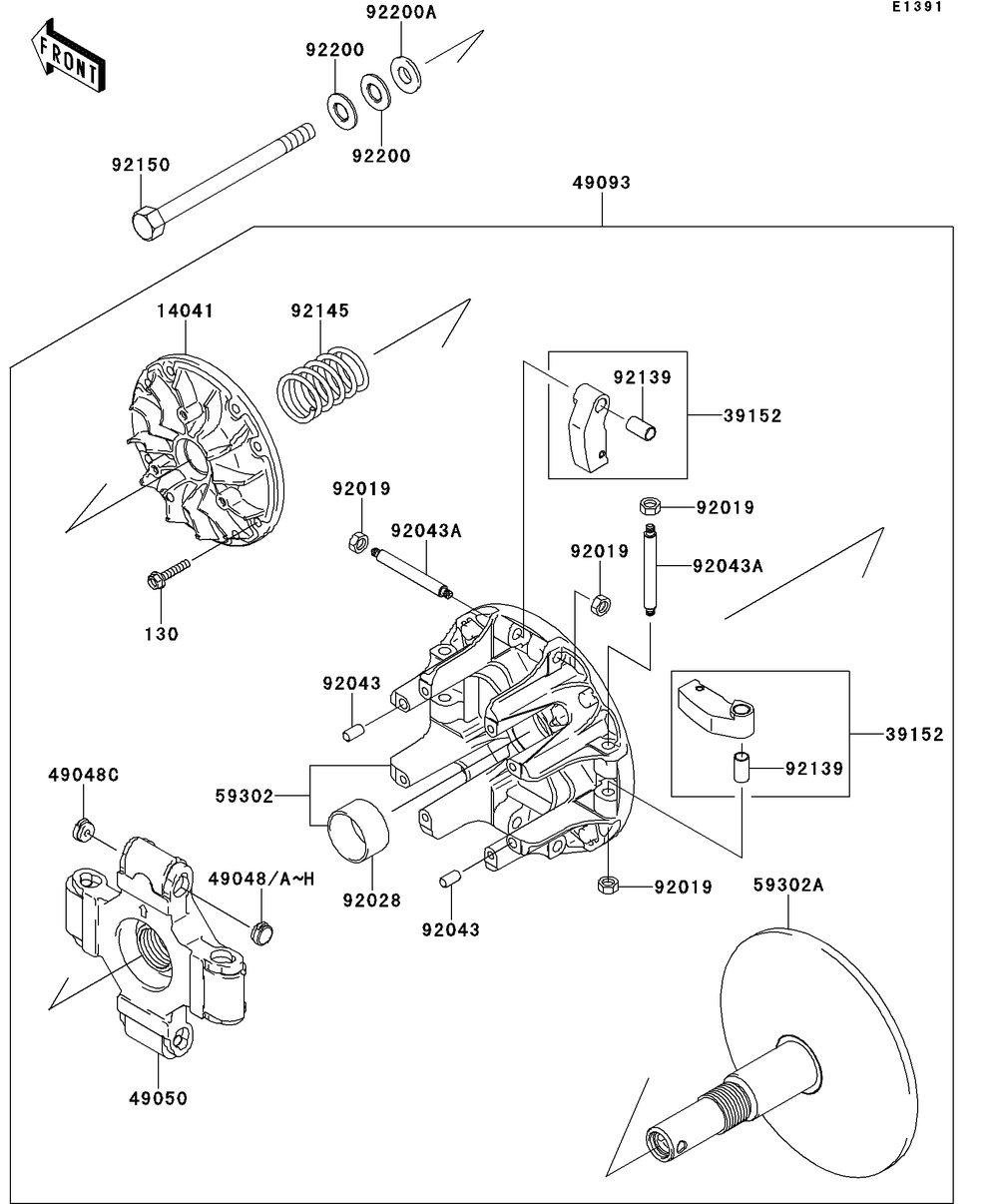 Drive Converter Diagram and Parts List for KAF950GDF 2013 Kawasaki Lawn Tractor Accessories