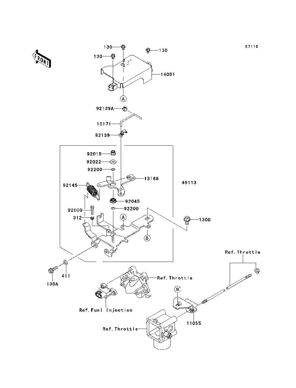 Control Diagram and Parts List for KAF620MDF 2013 Kawasaki Lawn Tractor Accessories