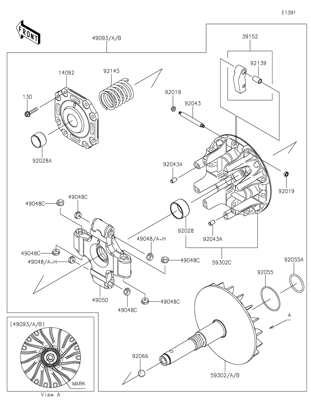 Drive Converter Diagram and Parts List for KAF820AMFNL 2021 Kawasaki Lawn Tractor Accessories