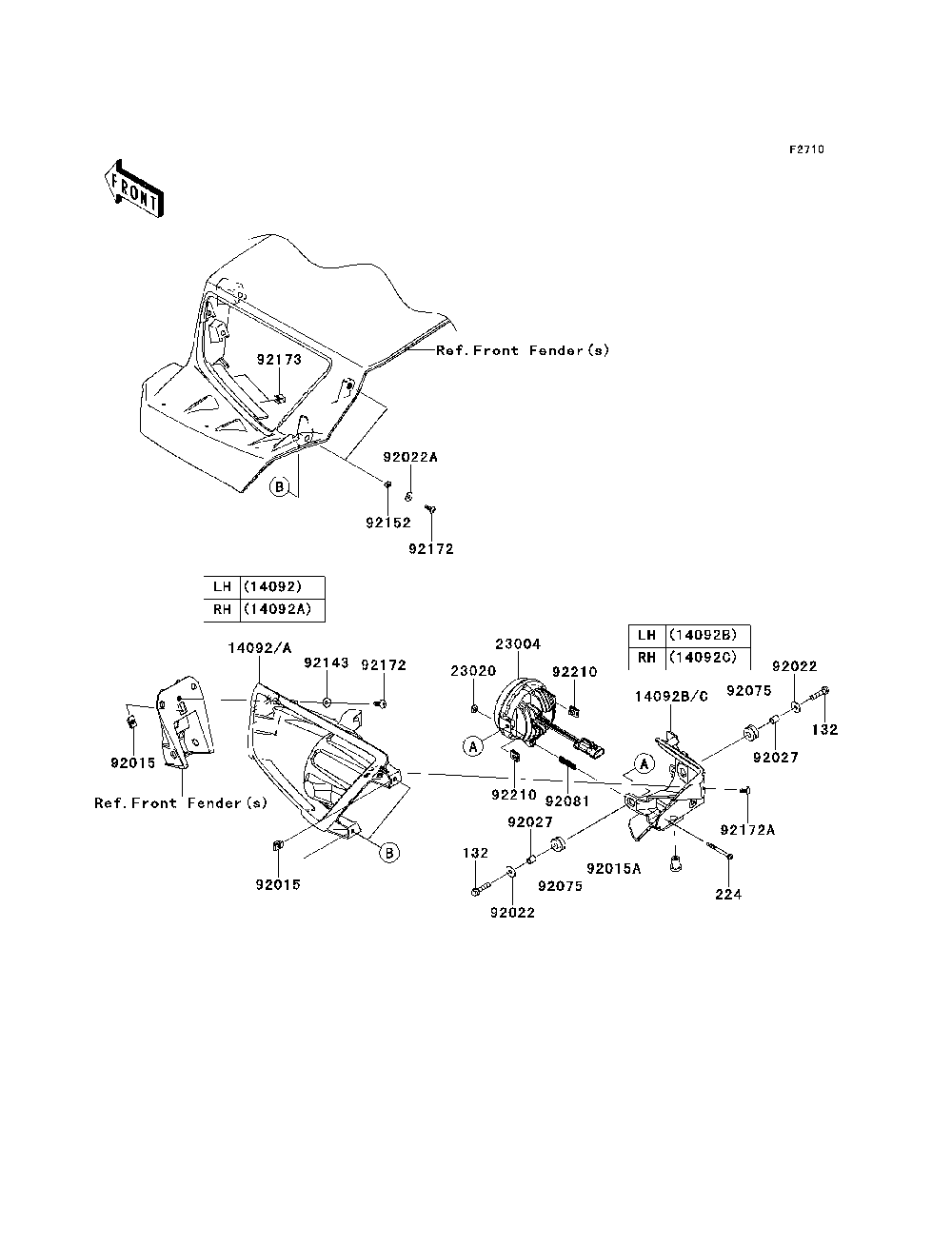 Headlight Diagram and Parts List for KRT800DEF 2014 Kawasaki Lawn Tractor Accessories