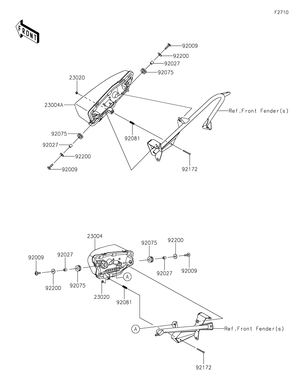 Headlight Diagram and Parts List for KRF1000DPFNL 2023 Kawasaki Lawn Tractor Accessories