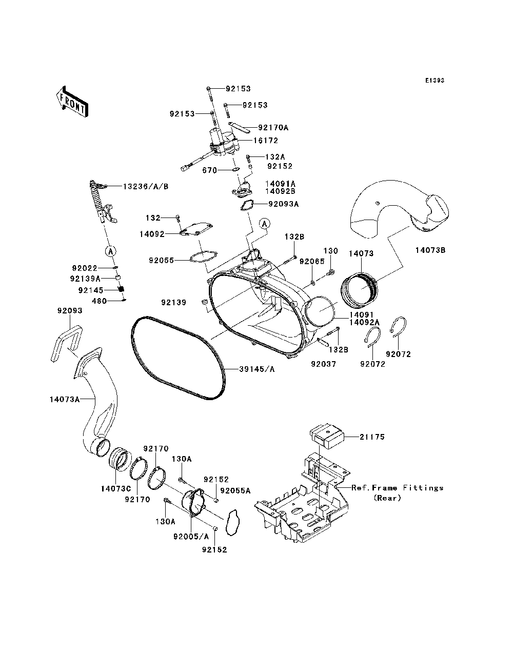 Converter Cover Diagram and Parts List for KRF750VBF 2011 Kawasaki Lawn Tractor Accessories