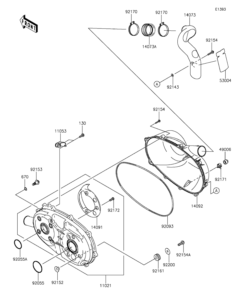 Converter Cover Diagram and Parts List for KAF400FGF 2016 Kawasaki Lawn Tractor Accessories