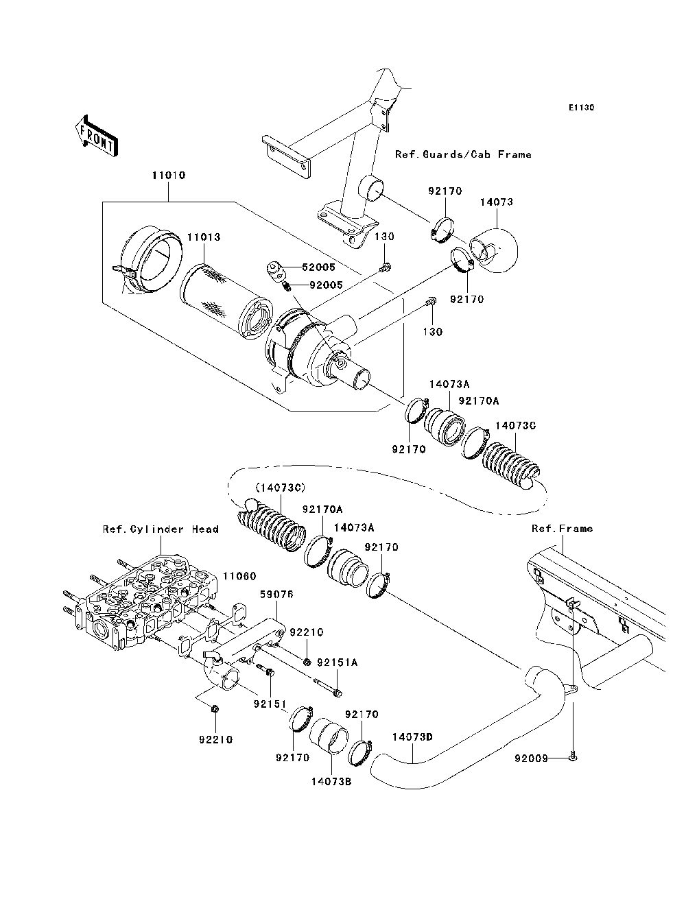 Air Cleaner Diagram and Parts List for KAF950C7F 2007 & Prior Kawasaki Lawn Tractor Accessories