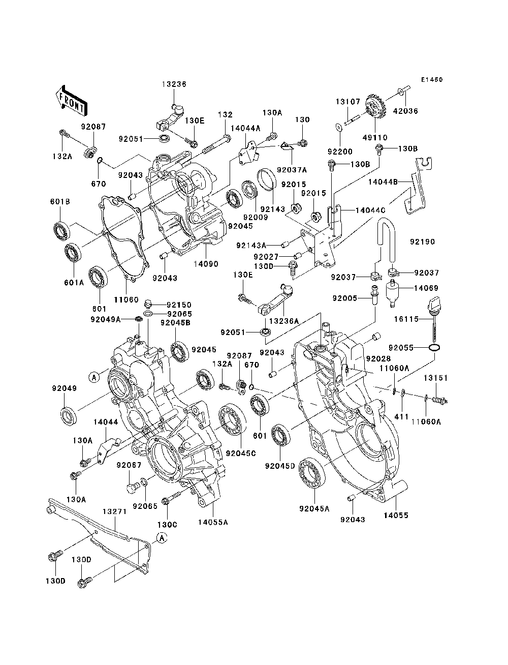 Gear Box Diagram and Parts List for KAF620K7F 2007 & Prior Kawasaki Lawn Tractor Accessories