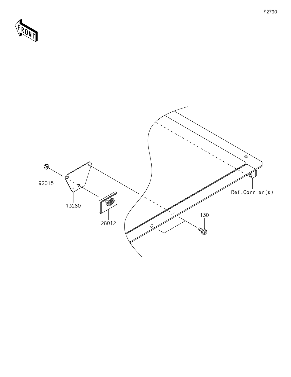 Reflectors Diagram and Parts List for KAF400WMFNN 2021 Kawasaki Lawn Tractor Accessories