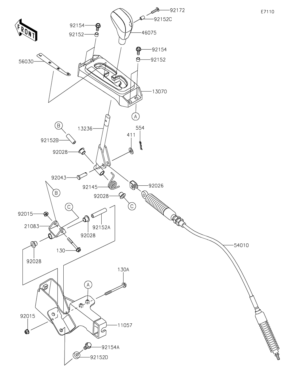 Control Diagram and Parts List for KRF800FNFNN 2022 Kawasaki Lawn Tractor Accessories