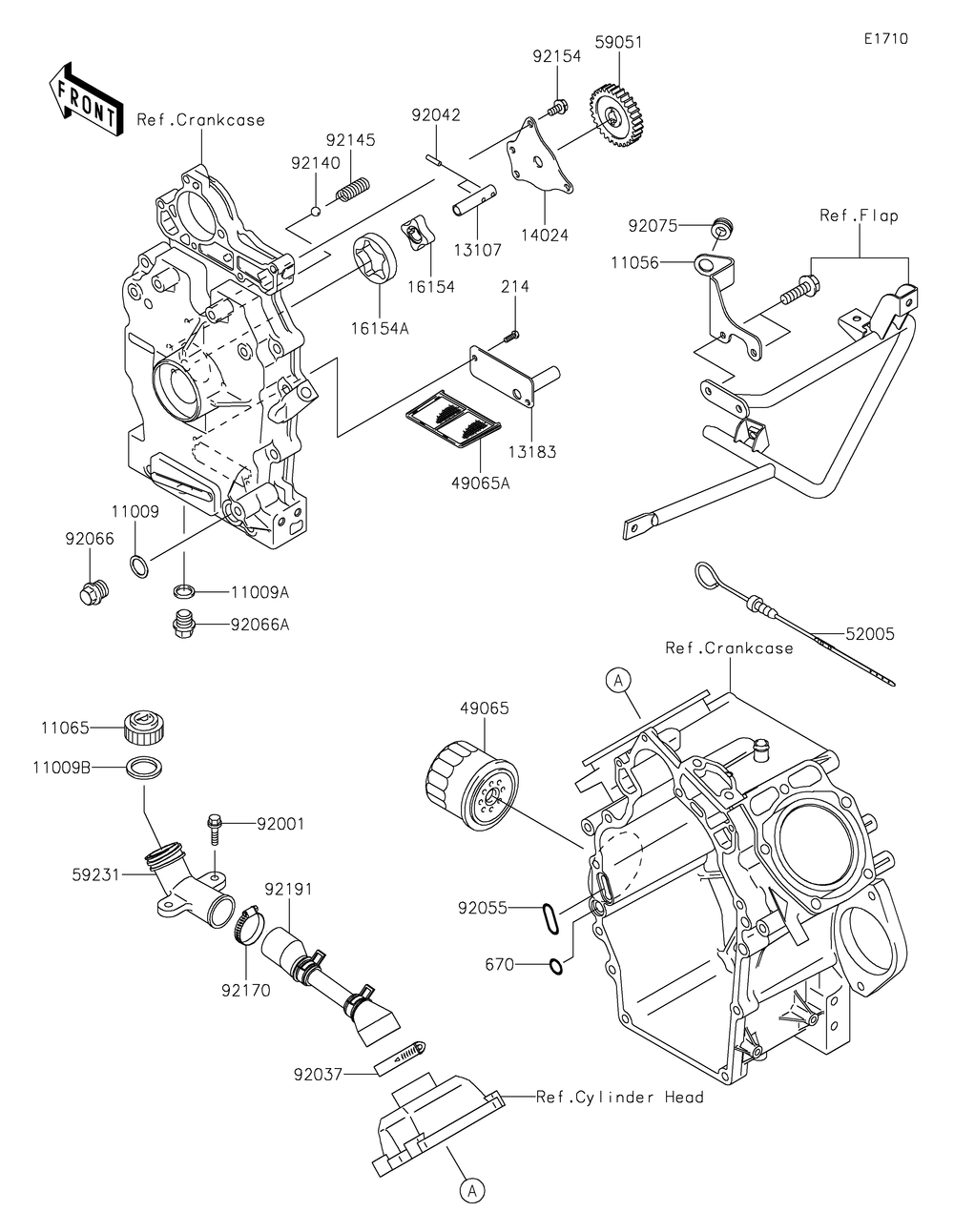 Oil Pump/Oil Filter Diagram and Parts List for KAF620PKF 2019 Kawasaki Lawn Tractor Accessories