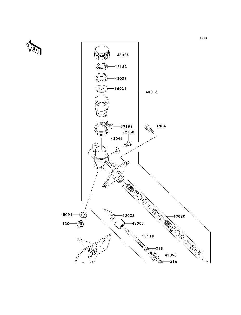 Master Cylinder Diagram and Parts List for KRF750SCSA 2012 Kawasaki Lawn Tractor Accessories
