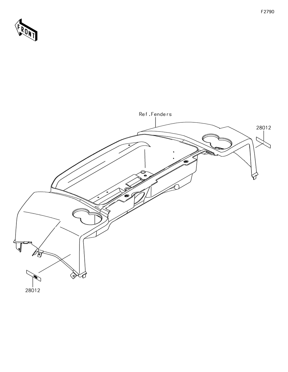 Reflectors Diagram and Parts List for KAF620RHF 2017 Kawasaki Lawn Tractor Accessories