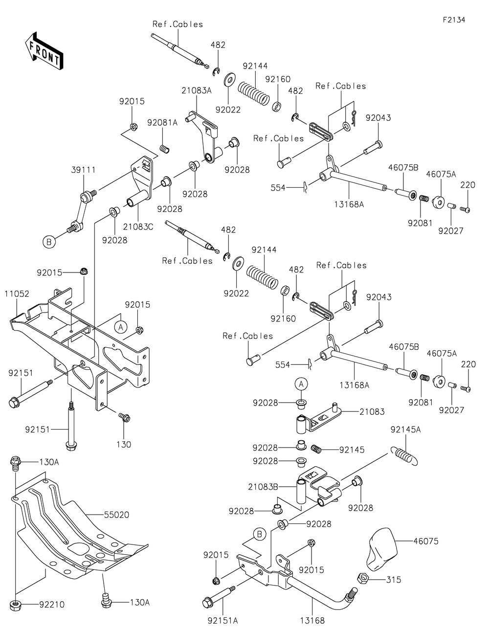 Shift Lever Diagram and Parts List for KAF620RMFNN 2021 Kawasaki Lawn Tractor Accessories