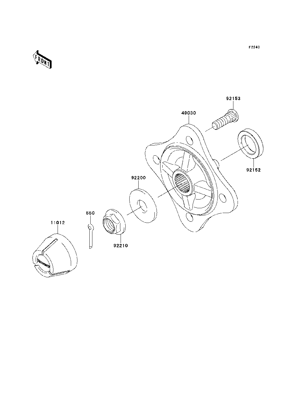 Rear Hubs/Brakes Diagram and Parts List for KRT800DEF 2014 Kawasaki Lawn Tractor Accessories