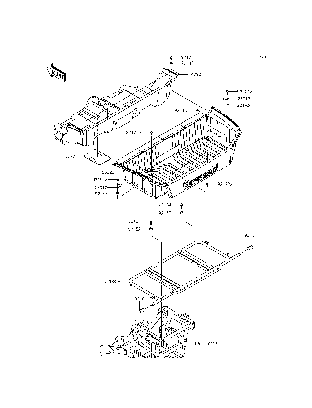 Carrier Diagram and Parts List for KRT800CFF 2015 Kawasaki Lawn Tractor Accessories