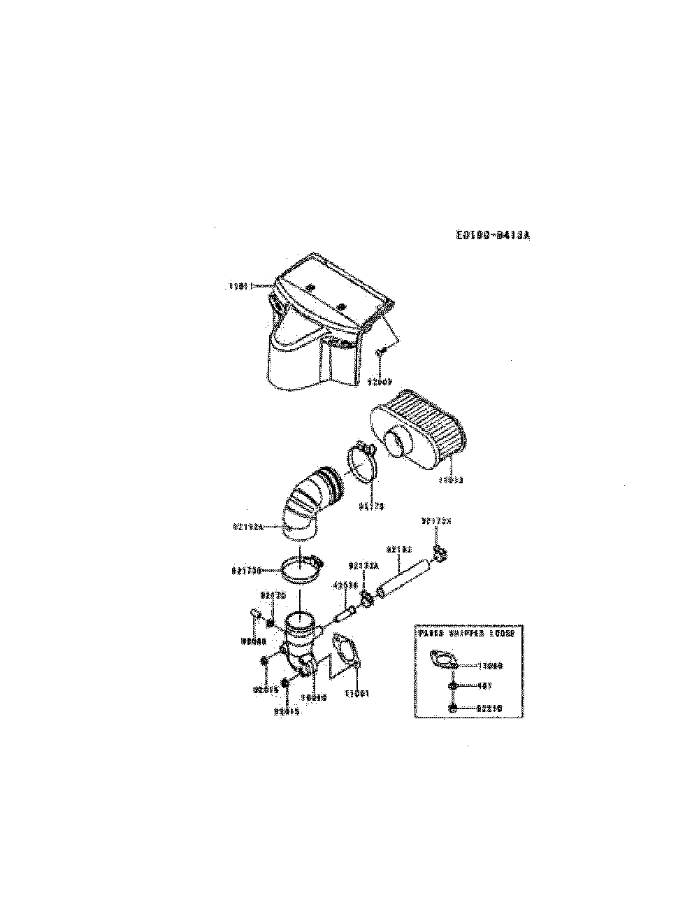 Air-filter/muffler Diagram and Parts List for FR651V-AS28  Kawasaki Engine