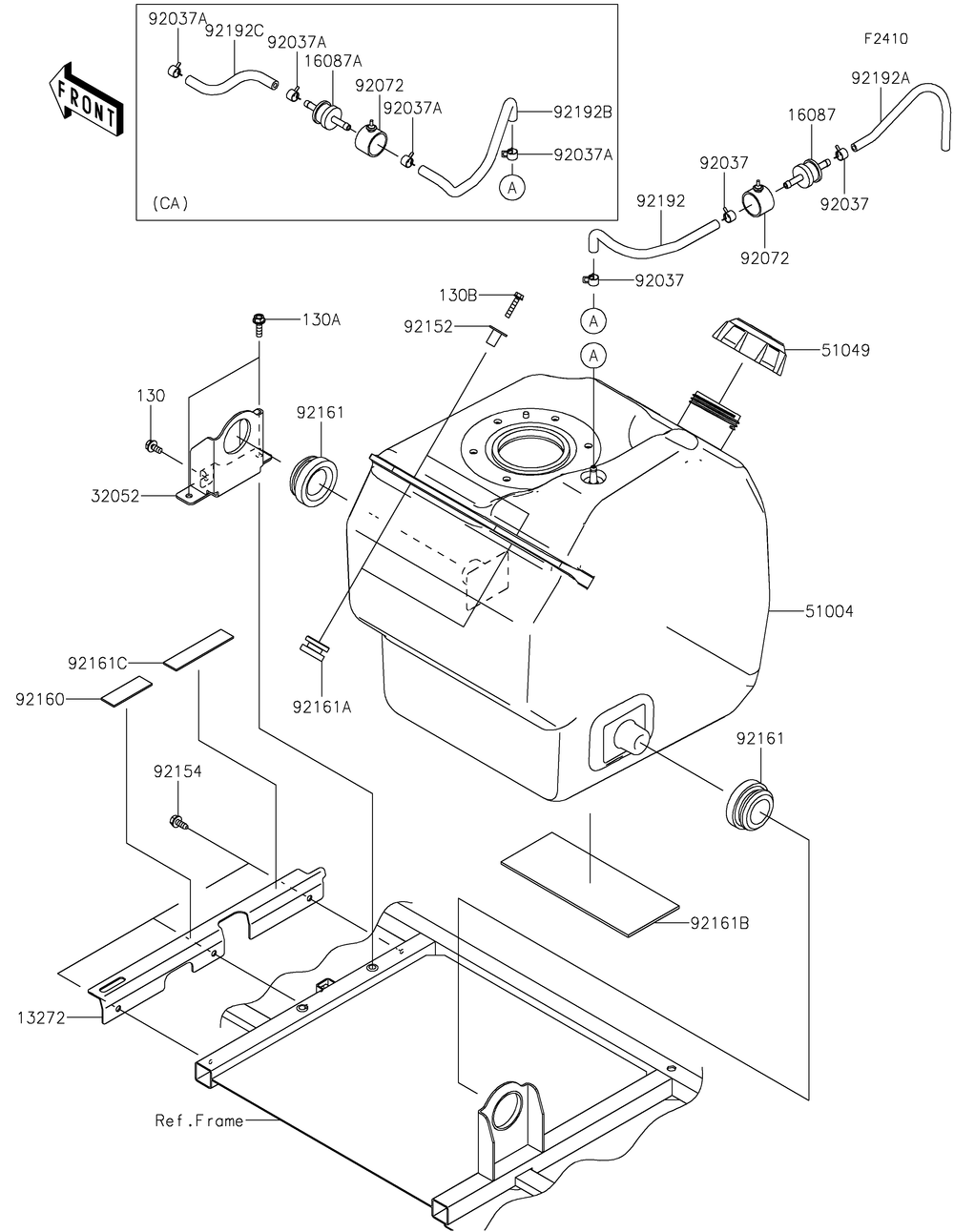 Fuel Tank Diagram and Parts List for KAF820GKF 2019 Kawasaki Lawn Tractor Accessories
