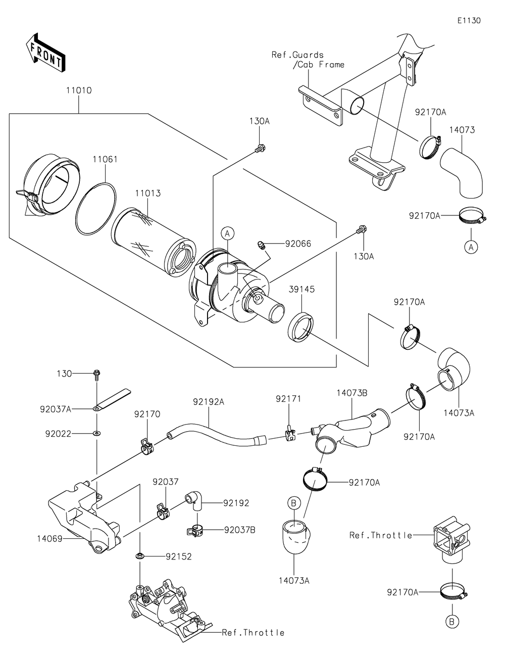 Air Cleaner Diagram and Parts List for KAF620SMFNN 2021 Kawasaki Lawn Tractor Accessories