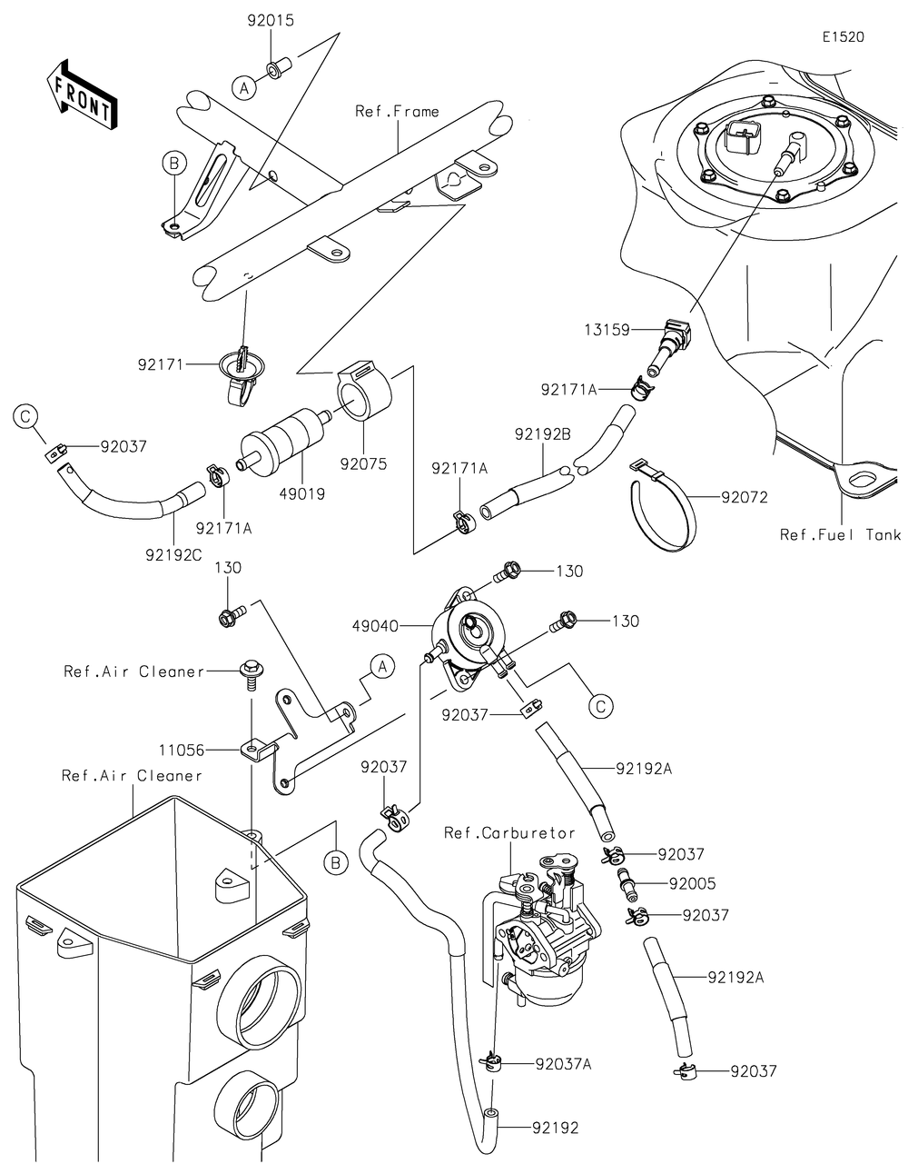 Fuel Pump Diagram and Parts List for KAF400HHF 2017 Kawasaki Lawn Tractor Accessories