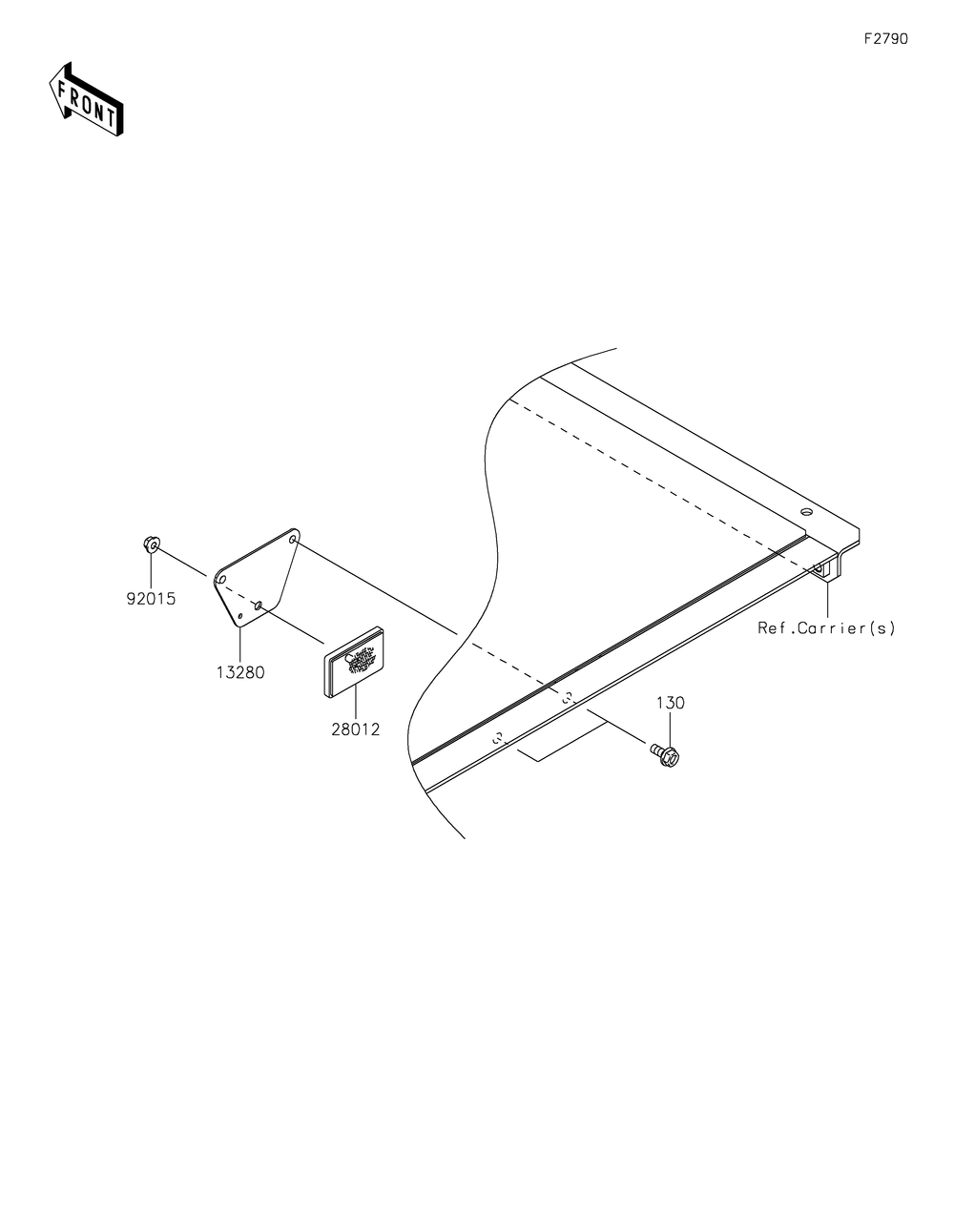 Reflectors Diagram and Parts List for KAF400WLF 2020 Kawasaki Lawn Tractor Accessories