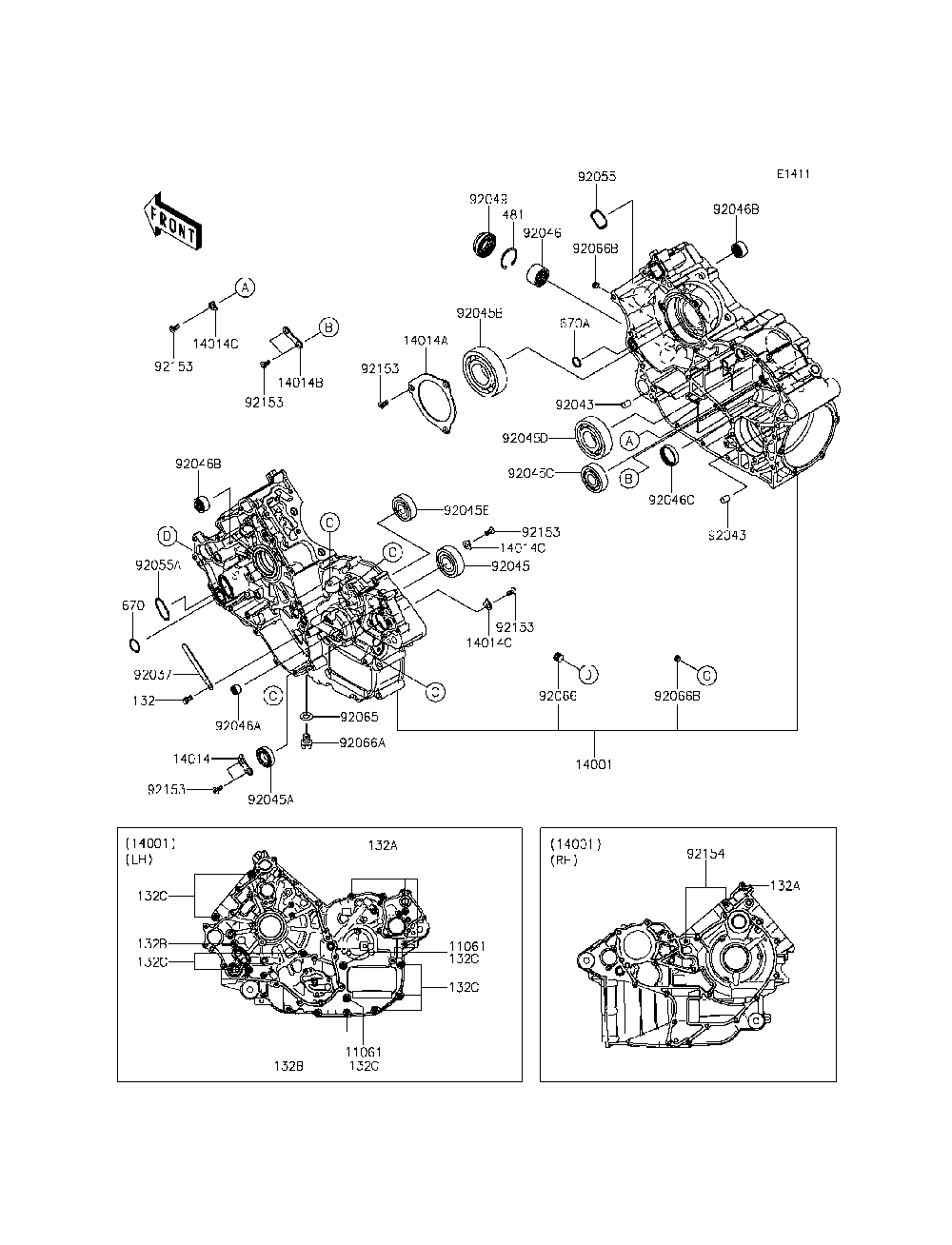 Crankcase Diagram and Parts List for KRT800DFF 2015 Kawasaki Lawn Tractor Accessories