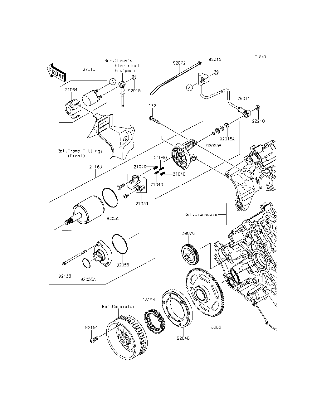 Starter Motor Diagram and Parts List for KRF800CEF 2014 Kawasaki Lawn Tractor Accessories