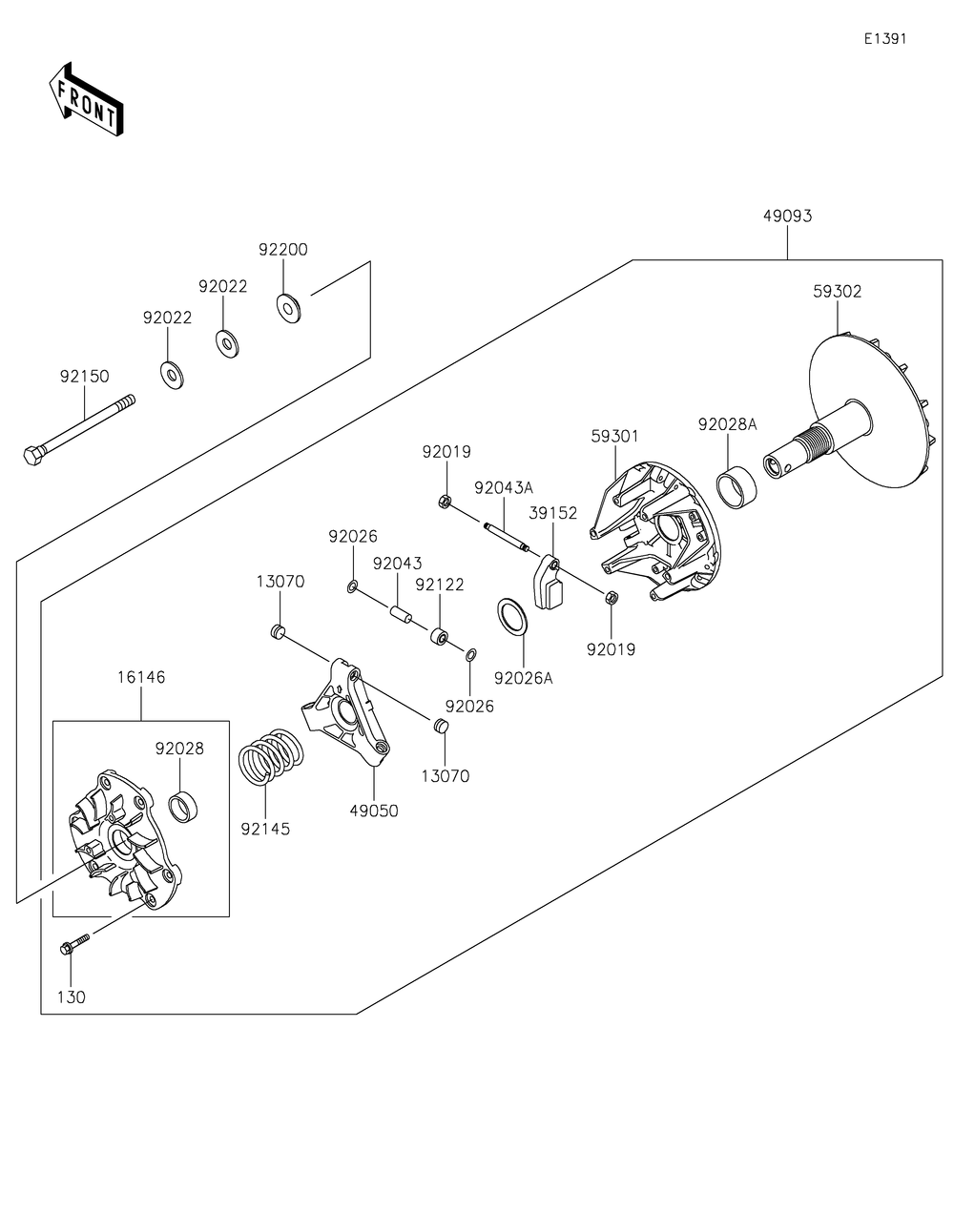 Drive Converter Diagram and Parts List for KAF620RMFNN 2021 Kawasaki Lawn Tractor Accessories