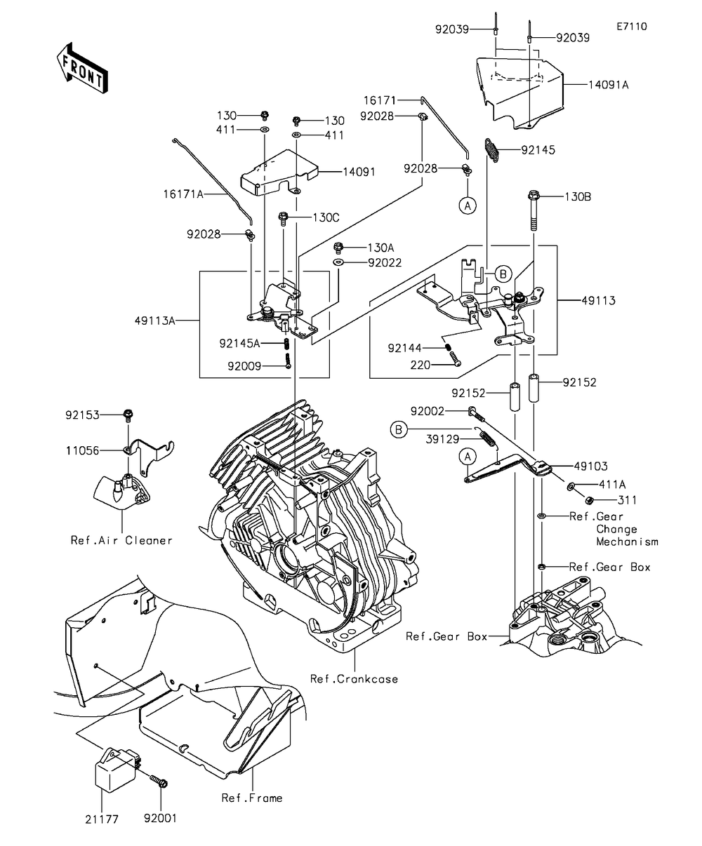 Control Diagram and Parts List for KAF400AGF 2016 Kawasaki Lawn Tractor Accessories