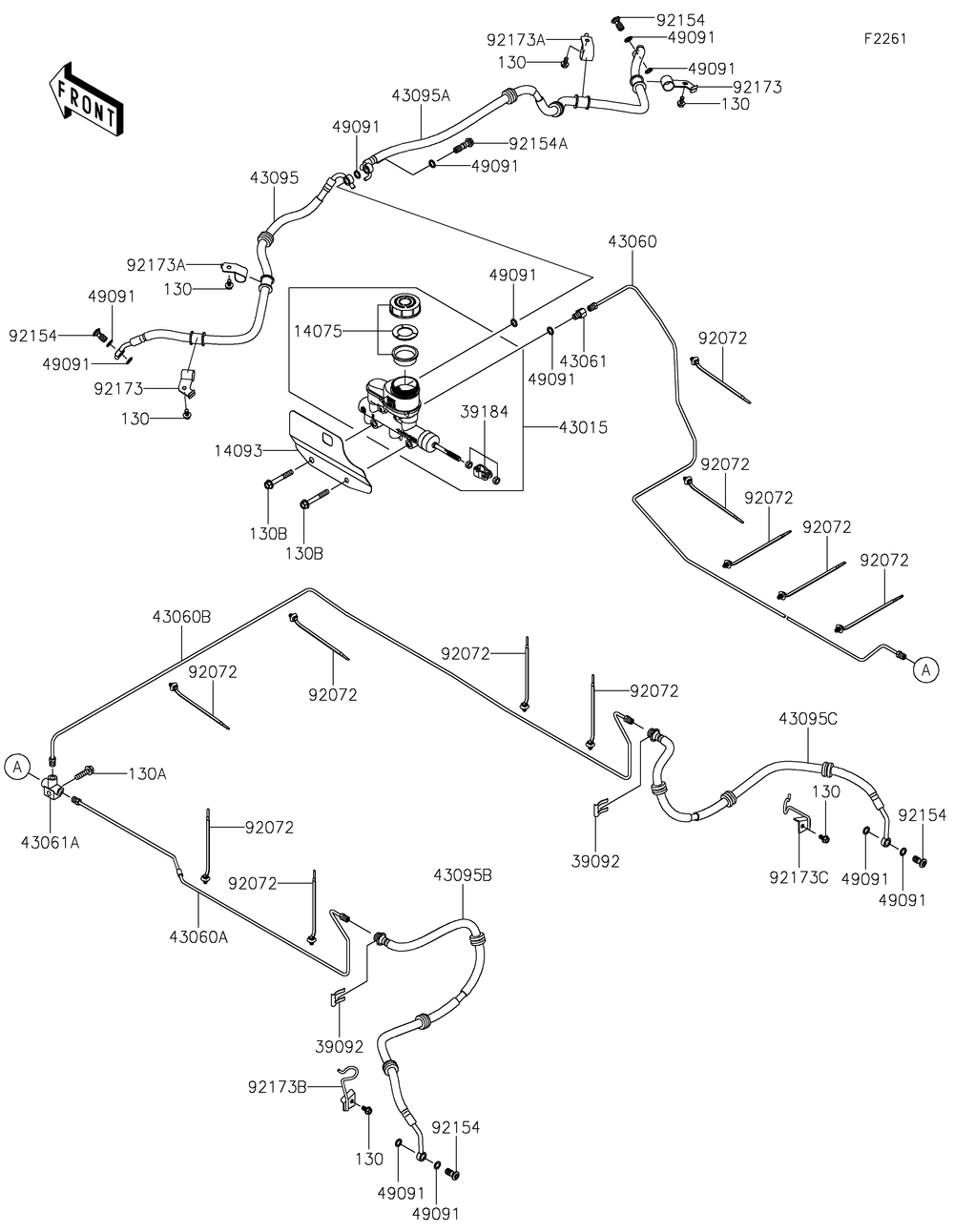 Master Cylinder Diagram and Parts List for KAF820BJF 2018 Kawasaki Lawn Tractor Accessories