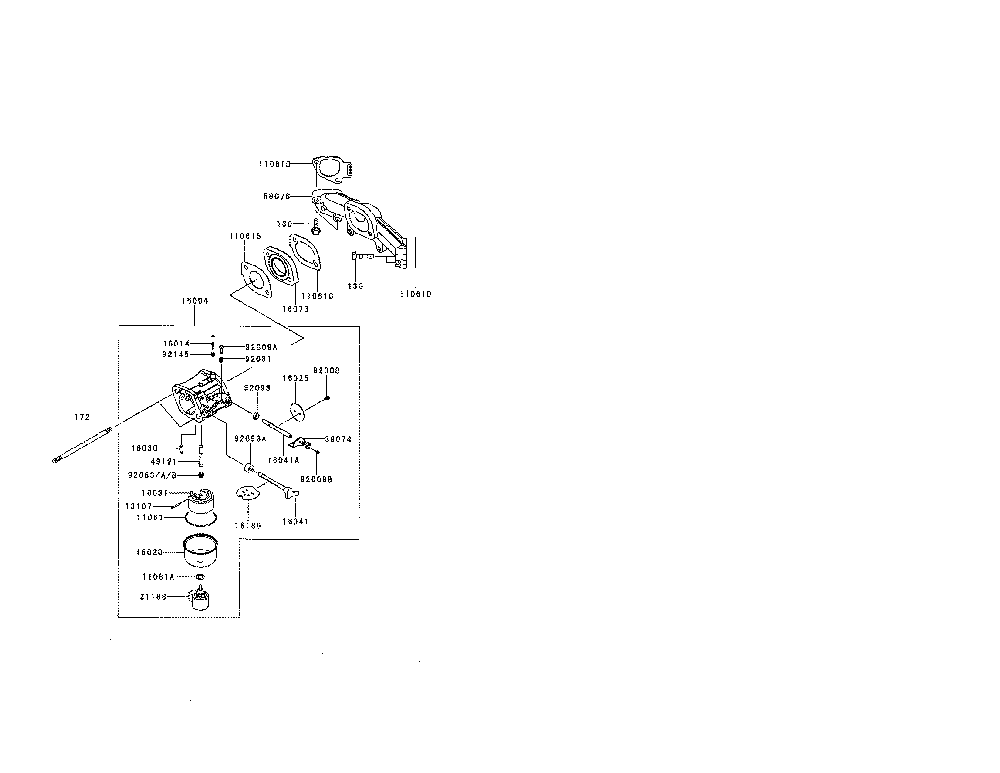 Carburetor Diagram and Parts List for FR651V-AS08  Kawasaki Engine