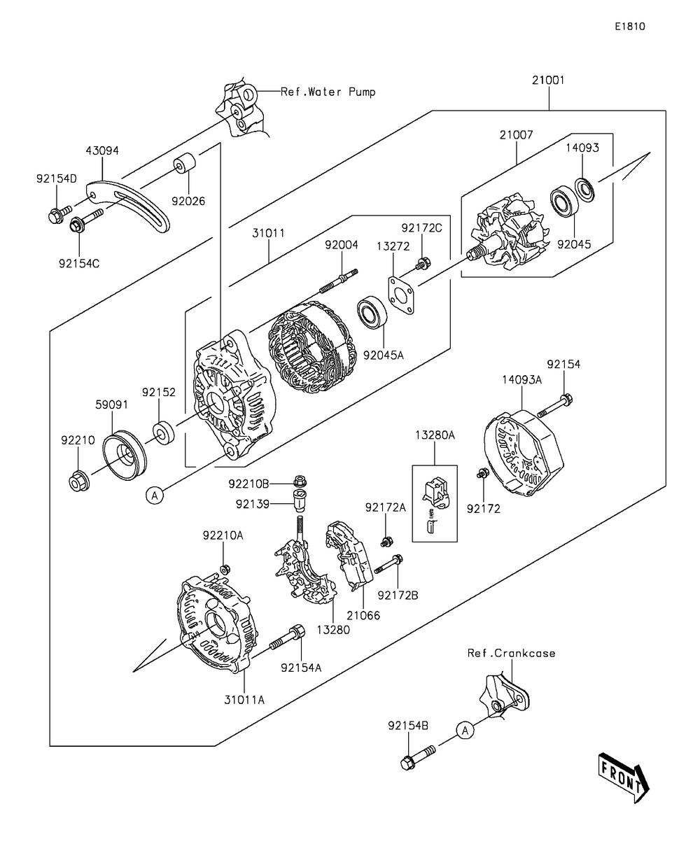 Generator Diagram and Parts List for KAF1000EGF 2016 Kawasaki Lawn Tractor Accessories
