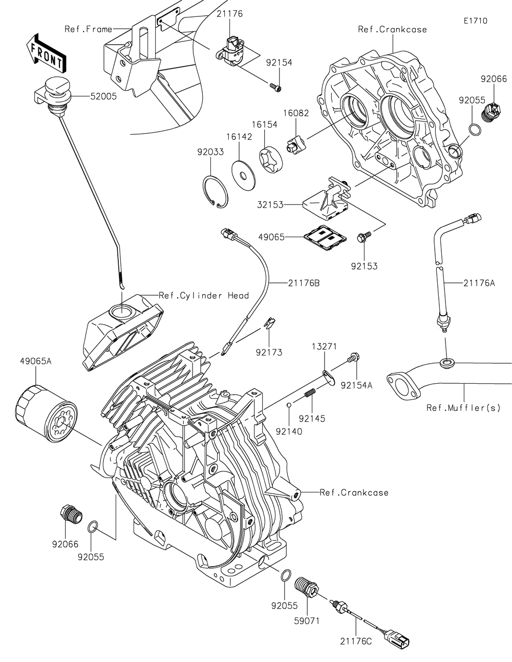 Oil Pump/Oil Filter Diagram and Parts List for KAF400RLS 2020 Kawasaki Lawn Tractor Accessories