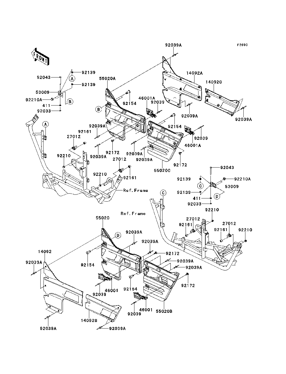 Door Diagram and Parts List for KRT800BEF 2014 Kawasaki Lawn Tractor Accessories